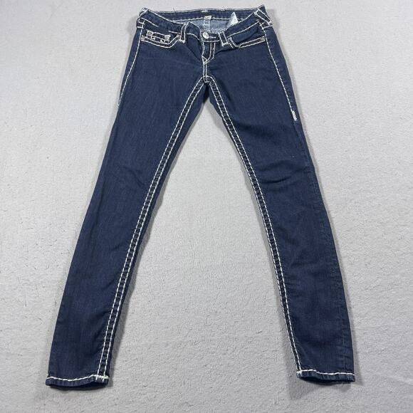 True Religion Jeans Womens 26 Skinny Stretch Denim White Stitching Classic Pants - Picture 1 of 10